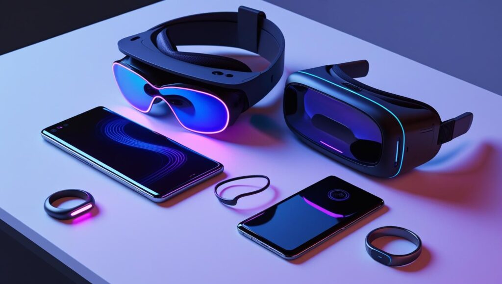 collection of top AI gadgets 2025 including smart glasses and robots
